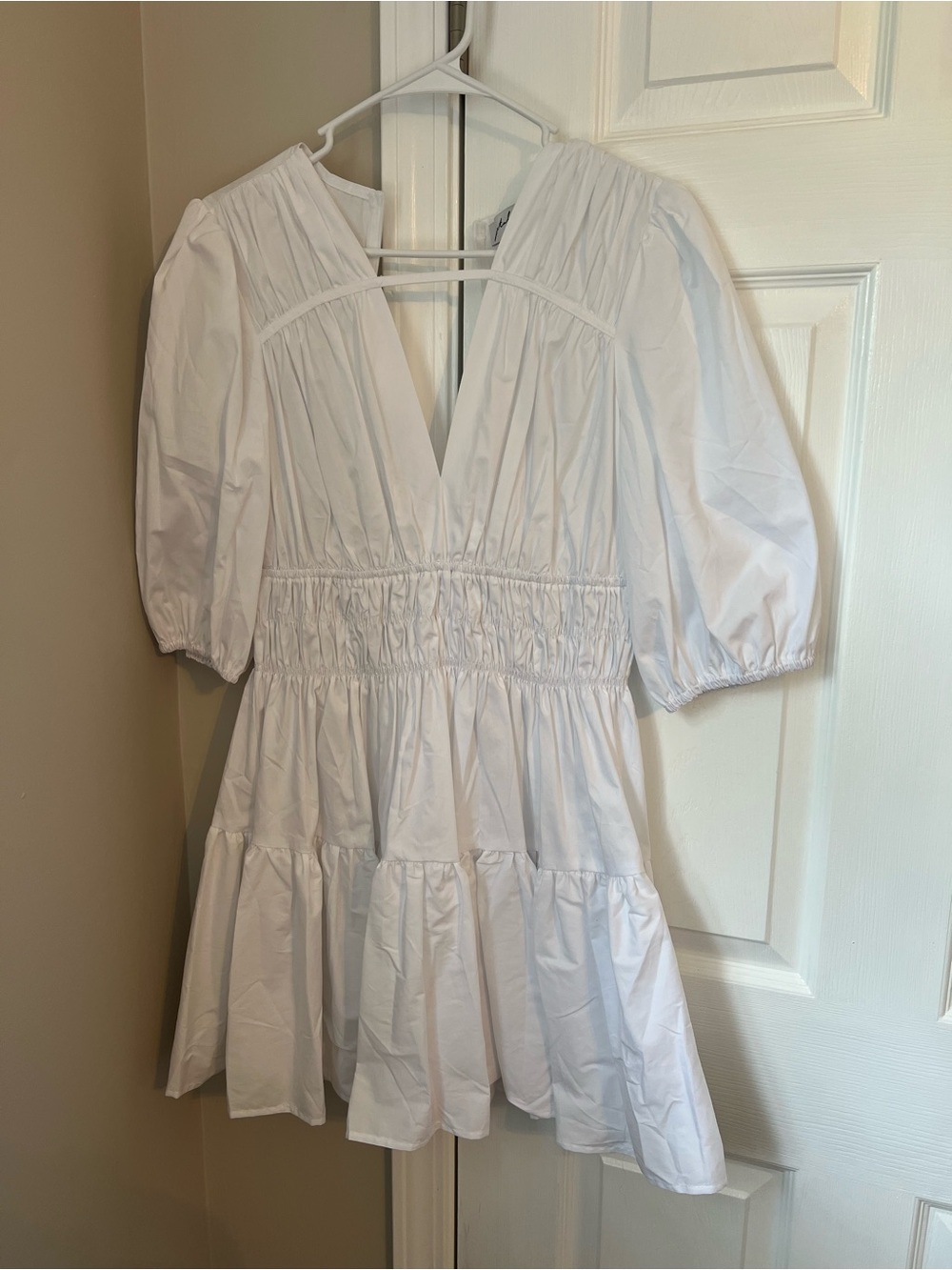 Petal & Pup White Tiered Smocked Mini Dress